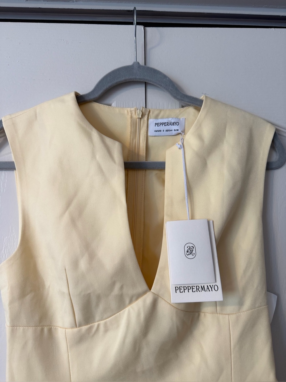 Peppermayo Cream V-Neck Pleated Mini Dress - Picture 6 of 8